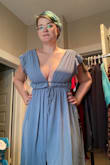 I am soooo excited to wear this to my best friend's wedding in a few weeks! The fit is amazing and I think super flattering on every one I've seen it on in reviews. Even with my bust size, the trimmed in waist is almost like a shelf for my chest lol. It does hit the floor a little too much even at my height, but with even some low heels it'll be perfect. Amazing! - Sam H.