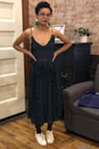 Very beautiful dress! Would probably go up a size; it's a bit tight in the waist area. Only other issue I had was being able to zip the dress up in the back. The zipper would get stuck near the waist area (too much lining). - Theresa B.