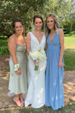 Wore for a bridesmaids dress. Bride just wanted everyone in a green or blue dress to our choosing, so I was trying to find something in my price range that I could also potentially wear again for another formal event in the future. This was perfect and fit great! Loved the slit too. - Monica S.