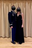 Wore this for a military ball and it was so comfortable and flattering! I'm 5'11" and was able to wear 2.25" heels. Can wear a normal bra or go braless which is great. The slit was a perfect height. Highly recommend! - Kristi L.