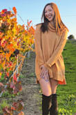 It's super cute, but a little short. I ordered a medium so it would be longer, but I'm tall so it was still a little short on me. It's definitely comfortable though! - Alicia C.