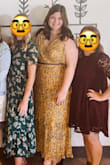 I wore this for my friend's bridal luncheon and got so many compliments! The quality is very good and the length on me was perfect. The waist band is a bit tight, but the lower part was great. I will probably have it altered before I wear it again- because of my breast size-shape, I had some extra fabric on the sides that I'd want taken in. But overall I love it! I got an XL and normally wear an XL/14. - Mary L.