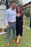 I usually am right in between medium and large, I order both sizes and glad I did! the large ended up working out best. The dress is a zip-up back with no stretch (the pictures didn't show that so I'm glad I sized up) and adjustable straps! Perfect length for an occasion. - Scottie H.