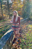 I wore this for a little fall photo shoot and loved it! It was just the look I was going for. The the medium could be a little snug around the hips but was still very comfortable all around. I feel like the large would have been too big. Probably going to wear this for thanksgiving too! - Casey W.