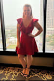 I am obsessed with this dress. The ruffle adds just the right amount of flirt without being childish. Can't wait until the black comes back in stock! - Brenna Y.