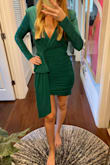 Ruching in all the right places, and the color is perfect for the holiday parties (or any time of year). Very comfortable and material is not thin. Feel like a million bucks in this dress! - Meghan H.