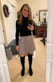 Skirt fits well and is flattering. Purchased in gray. - Kristina K.
