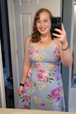I absolutely love this dress! Since both the top and bottom are adjustable, it's super easy to get it to fit perfectly with your body. I was a little self-conscious about the two-piece setup, but got so many compliments and felt glamorous. I didn't even have to wear a bra-- I just put on a little boob tape since I knew I'd be dancing. The only downside is the bottom is super long and it was more expensive to tailor than the dress itself. - Sarah P.
