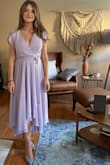 Love it!  I was between size S and M but decided to go with M. As it is a "wrap" kind of a dress- all looked perfect, loose enough so I felt very comfy but tight enough so everything was properly covered. 
Also one more thing: when I ordered it I didn't expect it to have a lot of fabric so you can really feel it is a high-quality dress! - Katarzyna D.