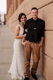 I ordered quite a few dresses for a quick courthouse wedding. This dress was a perfect fit and beautiful! The cream/champaign under layer really added to it. I'm 5'6 and wouldn't have worn heels as it hit the floor perfectly. - Brittany M.