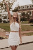 I bought the XS for graduation pictures and I was not disappointed!! When you take them out of the package, they look see through: but when you put them on somehow they're not! I wore sticky boobs and nude undies and you couldn't tell! I could've not worn anything under the top and been fine but I was just more comfortable with them on lolol. Definitely too short if you're tall but it was perfect for me - Grace H.