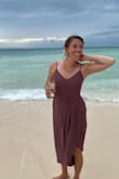 This dress was fantastic. Easy to travel with for a destination wedding. Just steam the wrinkles out and you're ready to go. Can wear with or without a strapless bra. - Alicia S.