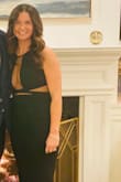 LOVED this dress! Wore it to a wedding and got so many compliments! It is flattering and comfortable. The material is thick and stretchy, I was able to wear it with no bra or breasr tape and had no concerns. Highly recommend! - Jackie H.