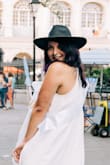 It's an adorable hat, just runs a little small. I can usually fit a small/medium fitted cap but this one was tight! Great material, definitely well structured. - Christine V.