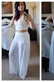 I really enjoyed this outfit, it wasn't something I would normally wear. The pants were so flowy and fun, just wish the shorts had been a little longer. The pants were also pretty long, at 5'10 I was definitely stepping on them. Probably needs to be worn with a bit of a heel. - Christine V.