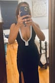 This dress fits very nicely, it flows lightly and it's elegant without being too much. Great price and good quality. Totally satisfied! - Emy D.