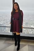 I loved this dress! I wore it with knee high boots. I love that it runs long so it's not too short and that it's flowy and doesn't run tight because it looks better on me. I styled it with a belt around the waist and a black coat! Loved it and the color. - Maribelle A.