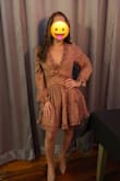 This dress was perfect. I didn't think it was too short but I am very petite. Just buy the dress you won't regret it. - Arisleidy C.