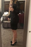 I really wanted to love this dress. I'm normally a size small, but the length was so short and it felt a bit tight. I sized up and the medium was too big in different areas. The sleeves were too long also. The length was perfect though. It's a really great quality dress, it just didn't work for me. - Carlye B.
