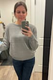 I loooove this sweater. It has a unique neckline and is super flattering. True to size and very comfortable. - Kasey C.