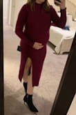I wore this dress for my baby shower. It was perfect for a winter shower and very comfortable! It did run a little large so I had to return a medium for a small even at 8 months pregnant. The fabric is great quality and warm. - Christina P.