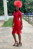 I wear an XS in all Lulus dresses for a nice fitted look. I bought the pink in a size small however it fits a little baggy on me so the red XS was the better choice. I was nervous about the lace being too see-through however it is made very subtle. Love it. would get it in another color for sure. - Erin J.