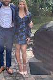 Event: Wedding. My first choice on Lulus was out of stock. The dress arrived in 2 days with expedited! Being an October (2nd) outdoor wedding due to Covid-safe measures, I expected colder weather but it was very warm so not until nighttime was it cold. It's a thicker material. I needed a navy dress and this was close enough as the black and blue mesh appears similar so it worked. The cut was slightly off. To be specific the arms were cut wider than my own. HOWEVER, I happen to have thinner arms to legs ratio and so the sleeves would probably fit most body types well unless you have thin arms, then expect a slightly looser sleeve here. It appeared on my arms as it does so on the model in the pics. This photo doesn't show my arms very well here. With my specific measurements, I wasn't certain whether to go with a size S or M. I chose a medium that worked. I don't know if small would've been better or worse off. This dress offers little to no stretch room. 
PS: heels paired shown are also Lulus and are fabulous. - Stephanie T.