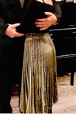 I love the texture, very light material also. I was looking for something in gold color, modest, stylish and sophisticated to wear at a wedding. This skirt is all that and much more. It's beautiful! It fits perfectly, got lots of compliments. I completed the look with one of the black blouses. I just loved the whole look: - Karen J.