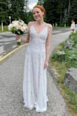 I wore this for my elopement and it was perfect! It had great movement. The beading did fall off a bit throughout the day but for the price and considering I only needed to wear it once I really didn't mind! - Juliet K.
