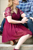 Got this dress for my engagement photo shoot and it was very pretty and exactly what I expected. It fit my torso well but was a little tight on my arms (I have sorta thick arms I guess) because the lace has absolutely no stretch to it. If I'd had more time I might have tried a size up, but instead, I just popped a couple of seams in the lace and it was fine. - Sarah J.