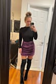 I absolutely love this skirt! It is perfect, super soft, and I'm so excited to get to wear it out. 
The boots are also from Lulus - So Much Yes Black Velvet Over the Knee Boots. - Jacqueline R.
