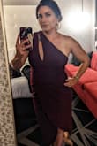 I absolutely love this dress. Not only does it fit well, it was comfortable to wear and looks great! Everything stays in place and no issues with the strap. My only suggestion would be for the manufacturer to move the zipper to the other side of the dress. - Ruth A.