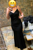 This dress fits like a glove, the fabric is thick, so it's a bit heavy, but in a good way. It hides your imperfections and holds you in, without feeling like you're being suffocated. I also feel like I might be able to get away wearing it without and spanx underneath!! (i'm not wearing any in this photo).  I can't wait to wear it to my somewhat formal work event next week! - Sarah H.