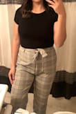 Love these pants! Material isn't thin and long enough for my long legs too. Hugs the hips and relaxes downward. Can't wait to wear them out more! - Erica P.