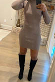 Love this dress, it's cute and sexy. Can be dressed up or down. I'm a size 6-8 and got a medium. - Kaswana M.