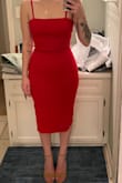 Ok, first of all, I did not know I was in this shape, so thank you for that. I love this dress so much. It's so comfortable, so flattering, and exactly what I was expecting! I love that the straps are adjustable, and I'm always hesitant about midi dresses because I'm not tall, but I think the length is perfect.

I feel like Joan from MadMen and when my husband saw me he said "Jesus!". So, get this dress. - Cassidy D.