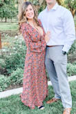 This dress was amazing. The cutouts hit at your natural waist so it's super flattering. The fabric is really high quality and the colors are are pictured. 10/10 would recommend!! - Alexandria K.