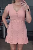Loved the color, one of the reasons I got it, but unfortunately I will be returning this item. I am fairly tall, but the dress was still super super short. The buttons are real and not decorative, so there were large gaps between them at my bust (34F) and my thighs. I feel like it also mare my hips look weird. - Ashley S.