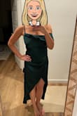 I fit in medium size in all other Lulus dresses. Had to order a large in this dress. There is no stretch at all, and the midsection is very tight, even with shapewear. With that being said, it is very flattering and elegant. - Caitlynn H.