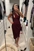 Fit perfectly. Material is good quality and thick enough to go bra less. I received lots of compliments on this dress. - Mary L.