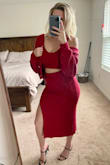I purchased this outfit to wear for a Christmas family gathering. It fit perfectly and is so cute and comfy. The material is super soft and thicker than I expected. 10/10 would recommend. Looks cute with stewpot sandals and boots! - Lisa O.
