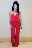 I am obsessed with this jumpsuit. I wore it to a wedding in Vegas and received so many compliments. It is a stretchy material so it was comfortable to wear for a long time, the top is structured so it stayed up and the red was the perfect red!
I am 5'3 so it was long without tall shoes but I wore heels and it fell perfectly. I would 100% recommend this jumpsuit and I will likely order another color! - Jennifer H.
