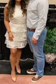 I loved the dress. It was the perfect length. The lace was very soft. Comfortable to wear. The back was a little big but the M would have been too tight. - Cynthia R.