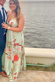 This dress was beautiful and I received so many compliments. Although, the top was slippery and a bit revealing. I kept having to adjust it. If you are bigger chested you may have more issues. - Gabriella U.