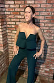 So grateful I bought this jumper in anticipation of date night (I bought while my husband was deployed). We finally got to go out and I felt confident, classy and sexy. The top stays up with the rubber-lining. The pants were a little long for me so I might have them hemmed- but I wasn't tripping on them so it worked. Great outfit. - Thera S.