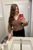 This is a great sweater on its own or over a dress or jumpsuit. The ruffle and wrap are so feminine! - Megan P.