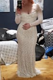 I am in LOVE. The color is stunning. A beautiful nude/champagne color under the ivory lace. It is so comfortable you could sleep in it. I literally can't say enough. It fits amazing. Sits on all my curves just right without making me feel exposed or restricted in movement. This dress is the best. - Haley K.