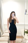 This dress is perfect for a cocktail party! It has a flattering, thick material. It hugs your curves in the best way possible while remaining tasteful. Love it! Buying it in red!!! I even wrote a post about how much I love it at professionallypeony.com - Layton M.