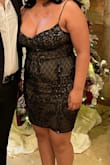 Bought it for a wedding and caught second takes all night long! Sexy enough to imitate lingerie, but the sequins and length make it a gorgeous and sexy LBD! While I have gained quite a few lbs during COVID this dress fit like a glove and was true to size which was an awesome surprise!!! This will be my go-to showstopper! The bra is built-in so the dress had plenty of support for my heavy C, maybe D bust! Whether I keep the weight or lose it in the future, this dress will keep it! - CLAUDIA R.