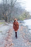 Really liked this dress. You can dress it up or down. I had a birthday photoshoot wearing it and the color looks great for fall pictures. I wore it with a hat from Lulus as well. If you're in between sizes I recommend sizing up. I'm between a medium and large, and the large was perfect. - Simeris